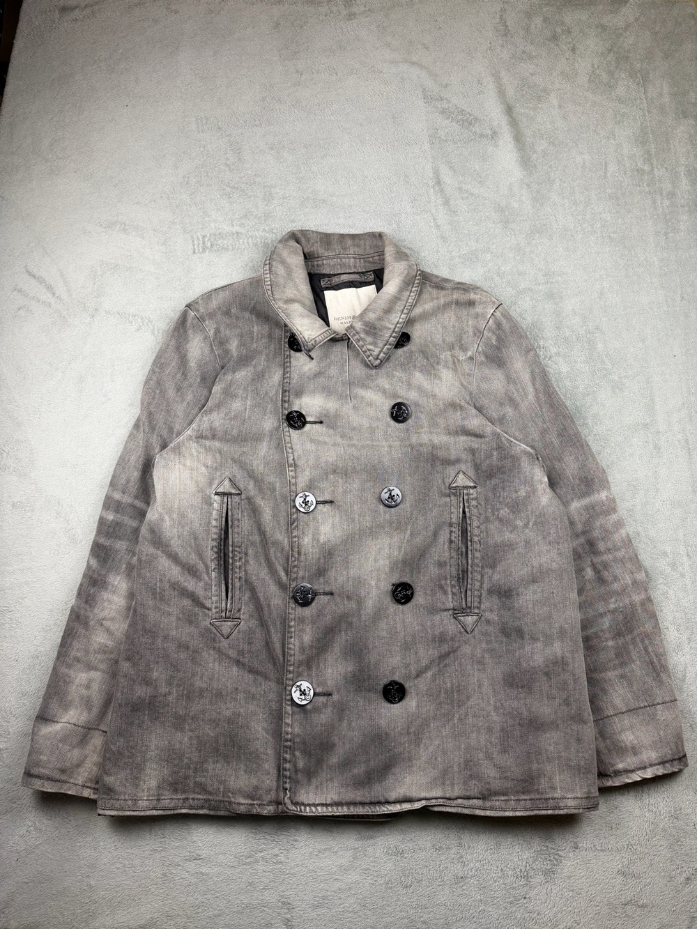 Denim & Supply Ralph Lauren Gray Washed Double-Breasted Trench Coat